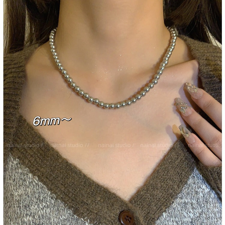 Glass Pearl Twin Cold Style Light Luxury Minority Advanced Clavicle Necklaces