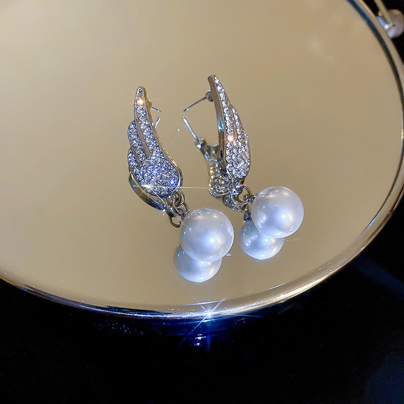 Korean Style White Zircon High-grade Simple Personalized Design Sense Earrings