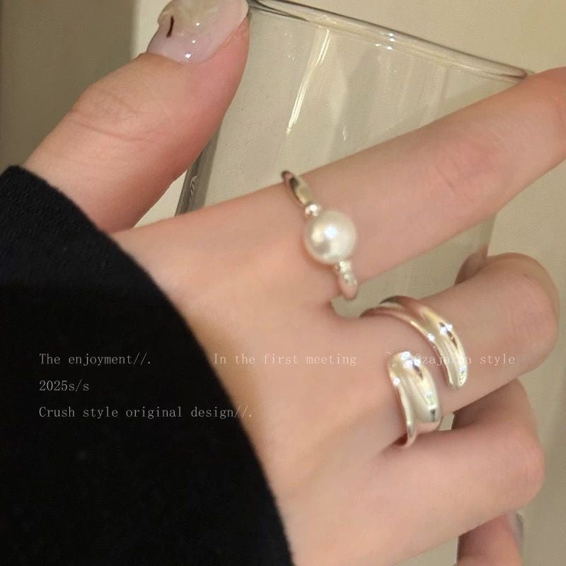 Women's Simple Open-end Pearl Niche Design Light Luxury Advanced Index Finger Rings