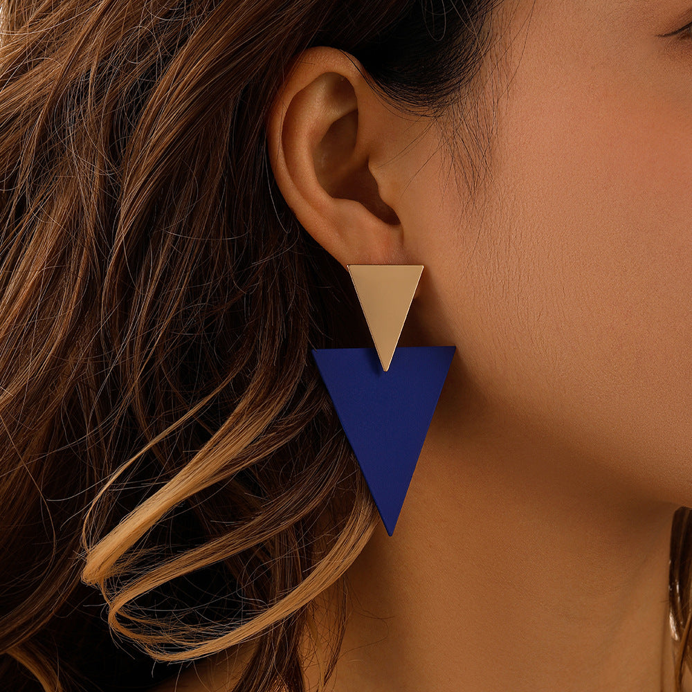 Niche Exquisite Geometric Triangle Metallic Royal Earrings