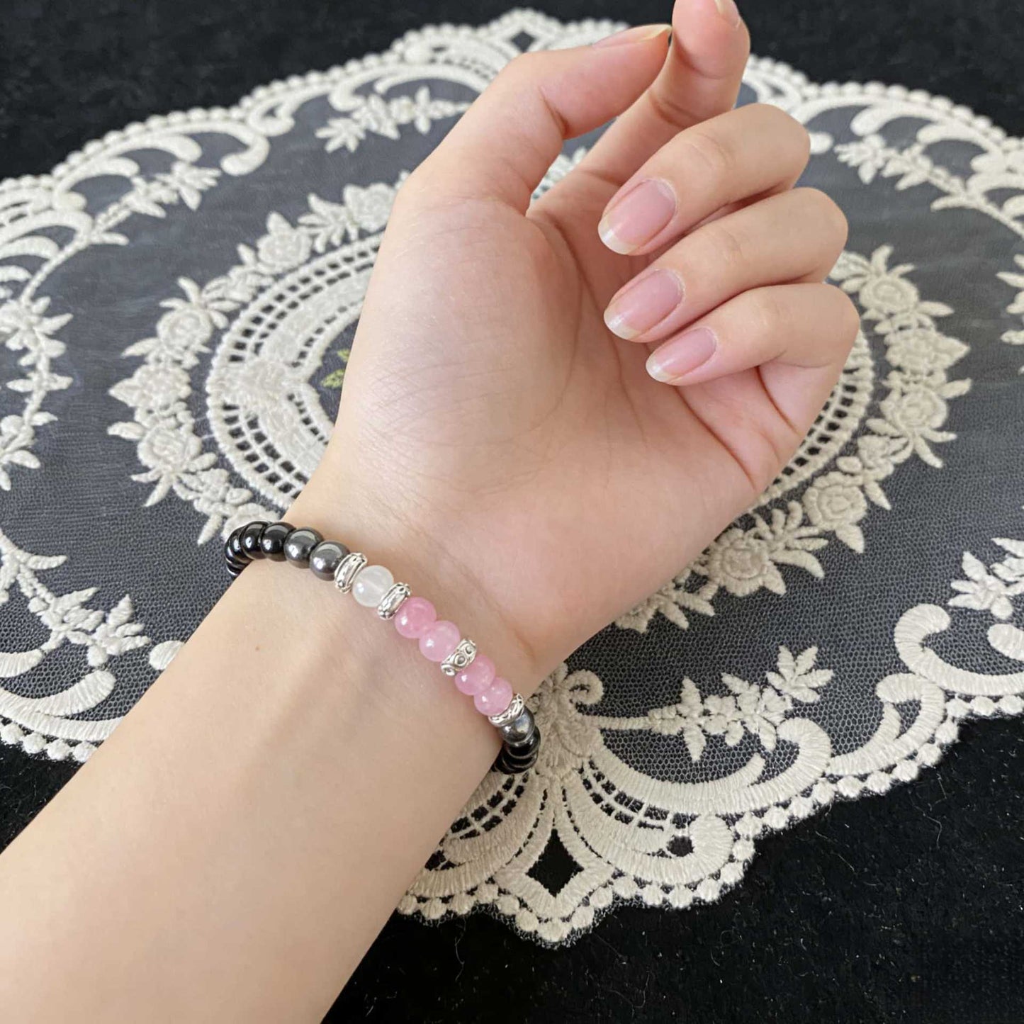 Cool New Pink Crystal Natural Stone Bracelet