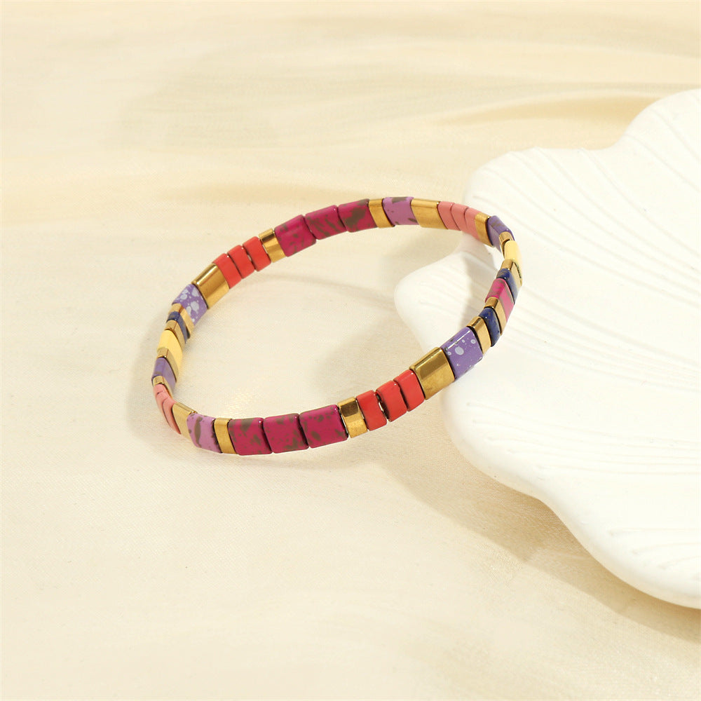 Women's Pull Beaded Simple Bohemian Hand-woven Elastic Bracelets