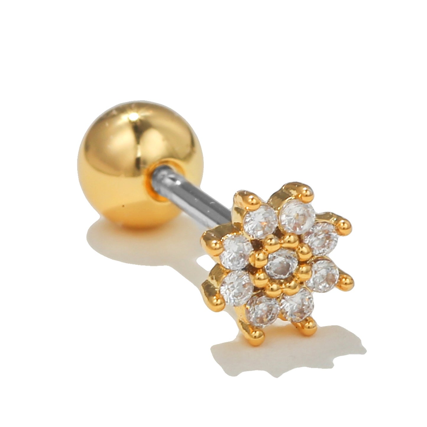 Women's Flower Stainless Steel Rod Piercing Ear Niche Personality Earrings