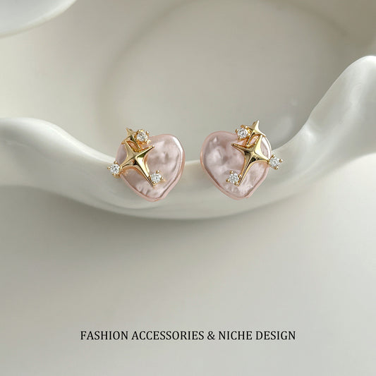 Women's High Sense Asterism Heart Pearl Simple Personality Fashion Earrings