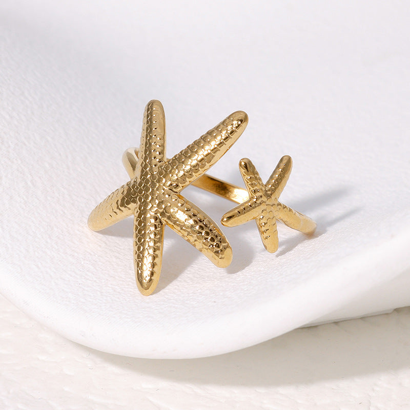 Elements Beach Starfish Stainless Steel Fashion High Rings