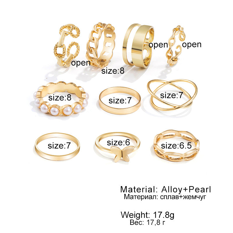 Of Love Alloy Butterfly Open Gold Multi Rings