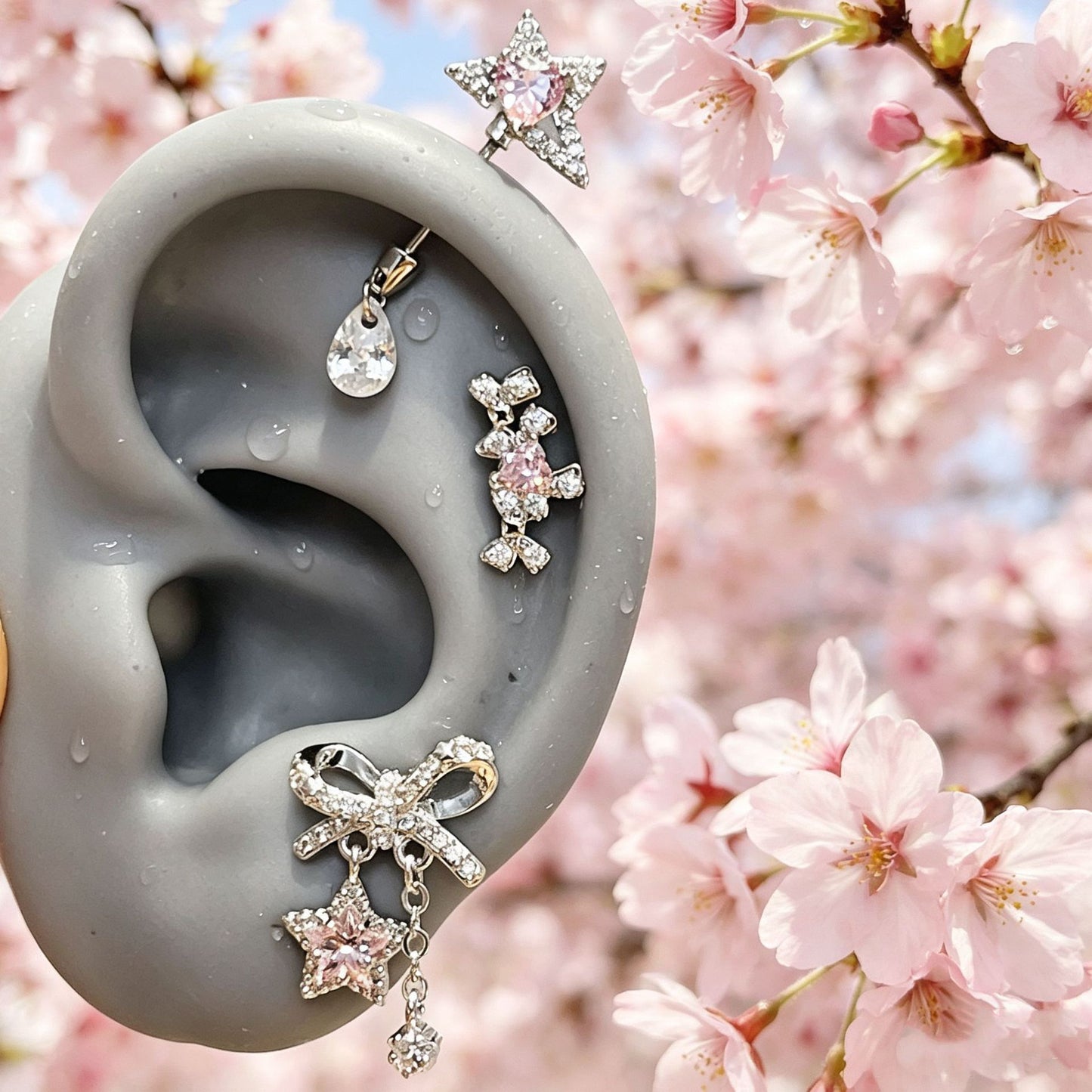 Pink Bow Sweet Vacation Style Fresh Medical Earrings