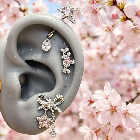 Pink Bow Sweet Vacation Style Fresh Medical Earrings