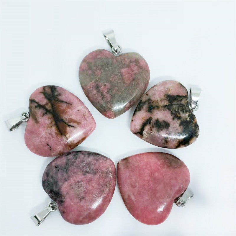 Stone Love Crystal Agate Heart Peach Pendants