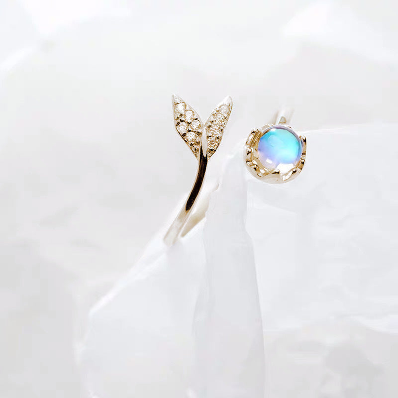 Style Temperament Wild Mermaid Bubble Female Colored Glaze Fishtail Ring