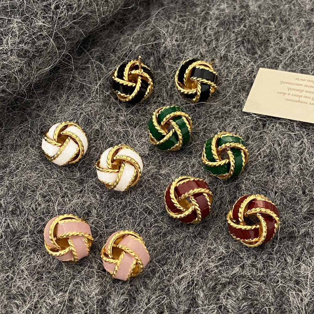 French Retro Truelove Knot Light Luxury High Sense Design Earrings