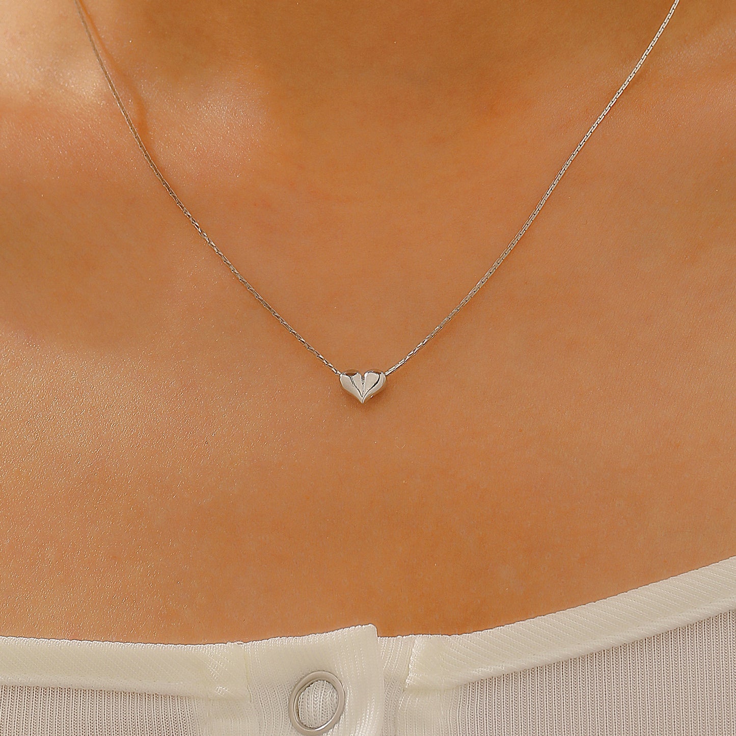 Loving Heart Female French Entry Lux Design Peach Clavicle Chain Necklaces