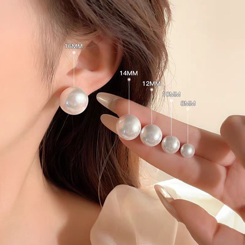 Bread Pearl Elegant High-grade Sier Bead Korean Earrings