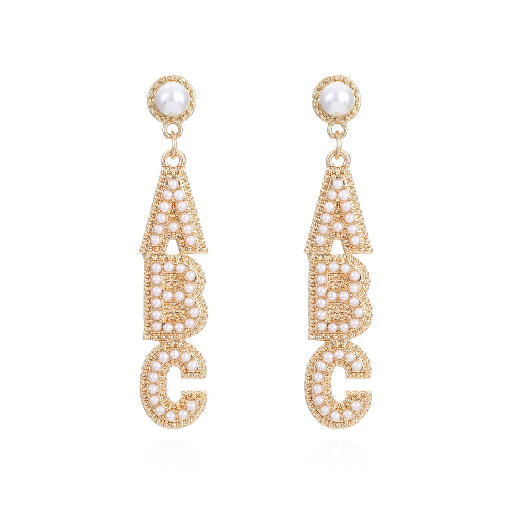 Women's Letter Super Shiny Long Colorful Crystals Earrings