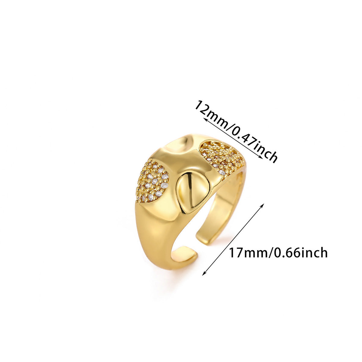 Luxury Geometric Inlaid Zircon Open Niche Trendy Ring