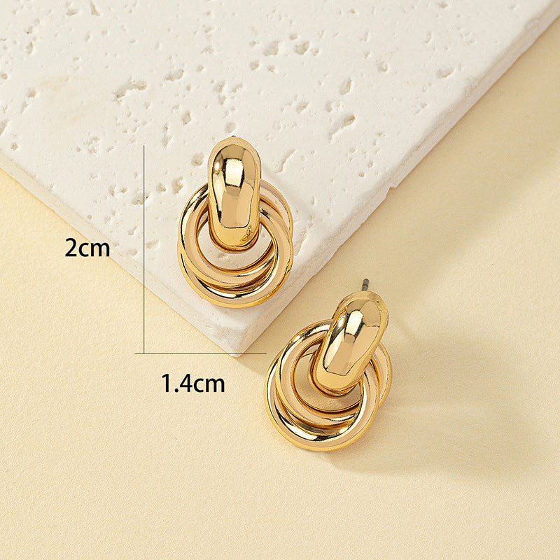 Fashion Geometry Pattern Round Female Unique Design Simple Rings