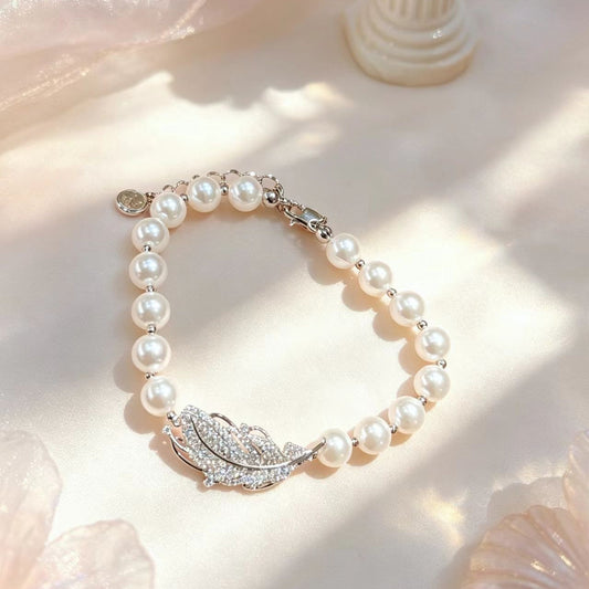 Women's Pearl Feather High-grade Affordable Luxury Fashion Temperamental Minority Bracelet