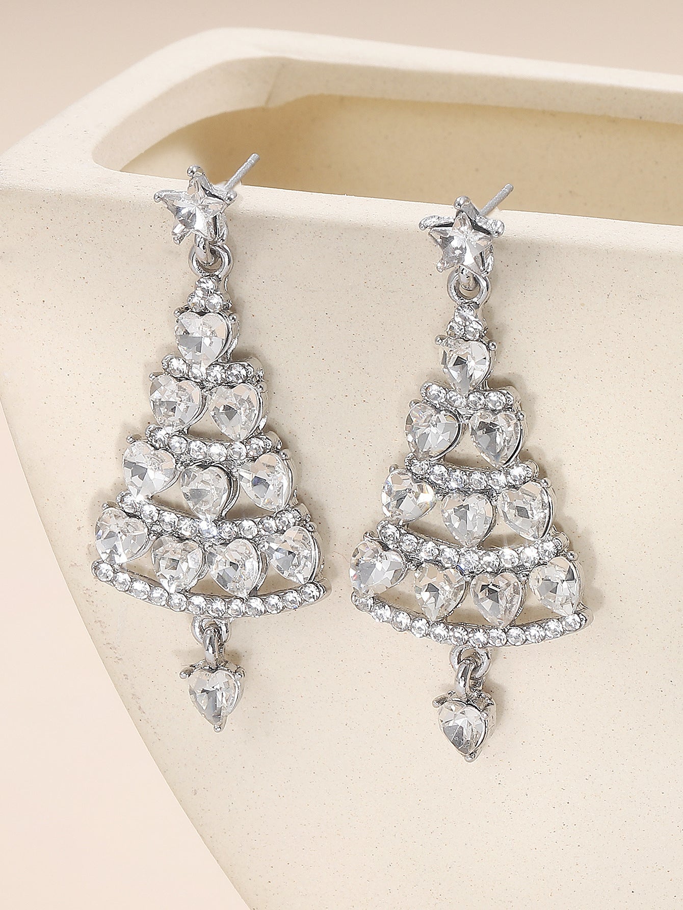 Women's Light Luxury Christmas Star Diamond Stitching Tree Earrings