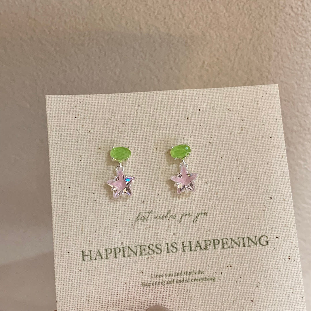 Candy Color Contrast Star Ear Sparking Zirconium Exquisite Stud Earrings
