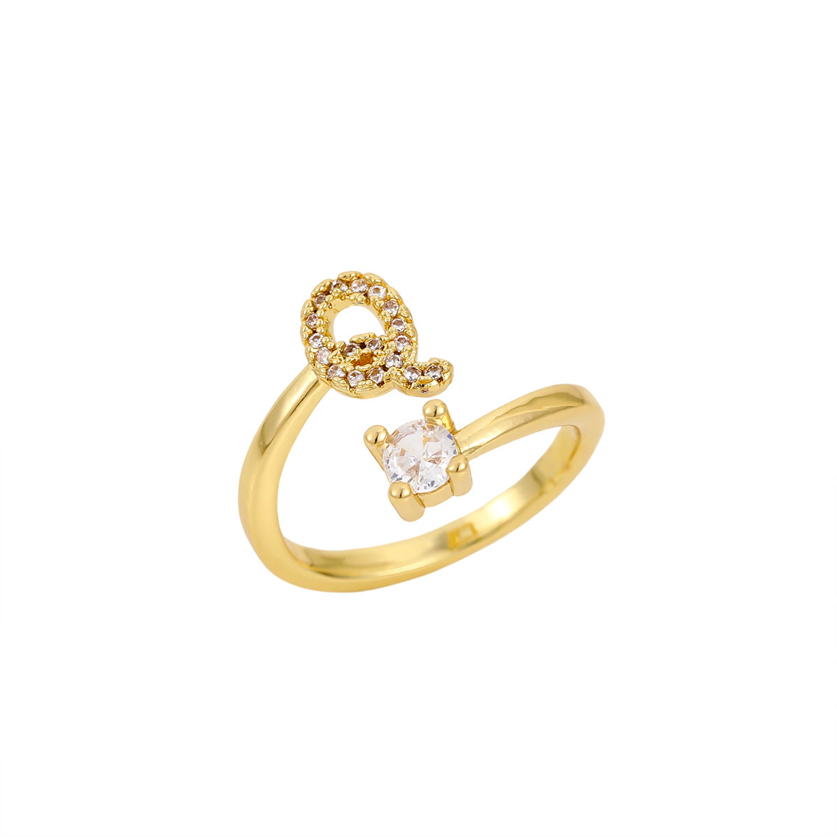 Gold Letter Open Male Female Personality Rings