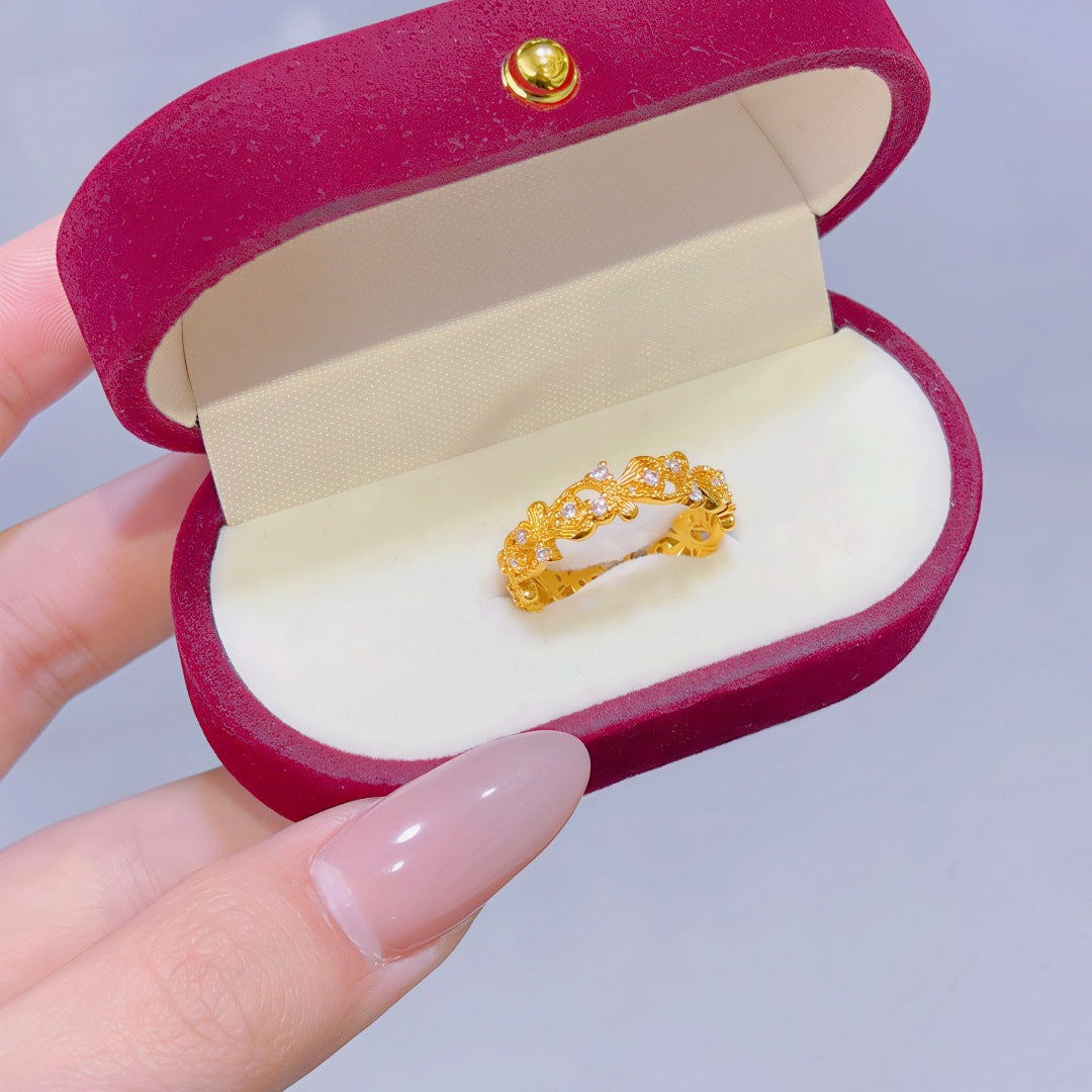 Women's Alluvial Gold Retro Affordable Luxury Design Brass Plated Fashion Ring