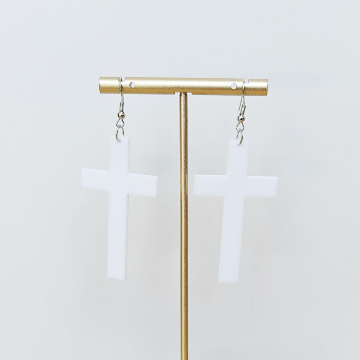 Black Cross Acrylic Long Geometric Lady Earrings