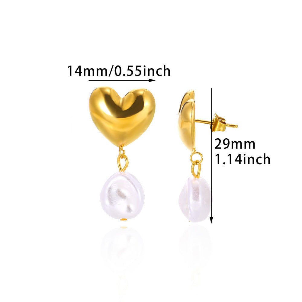 Wind Fashion Imitation Pearl Gold Stainless Steel Female Earrings