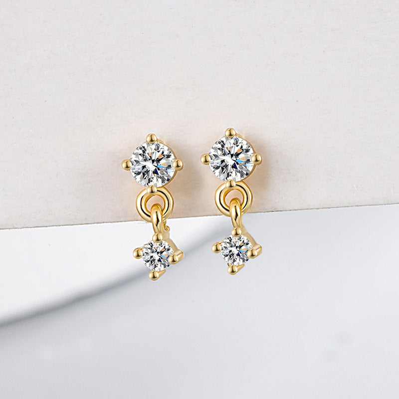 Golden Zircon Ear Screw Bone Exquisite Earrings