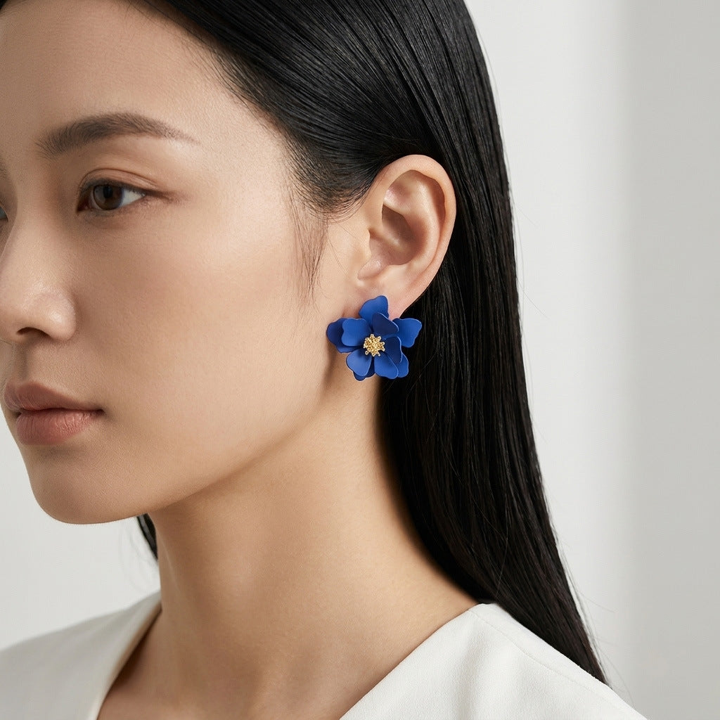 Frosted Flower Female Fashion Petal Sweet Natural Graceful Stud Earrings