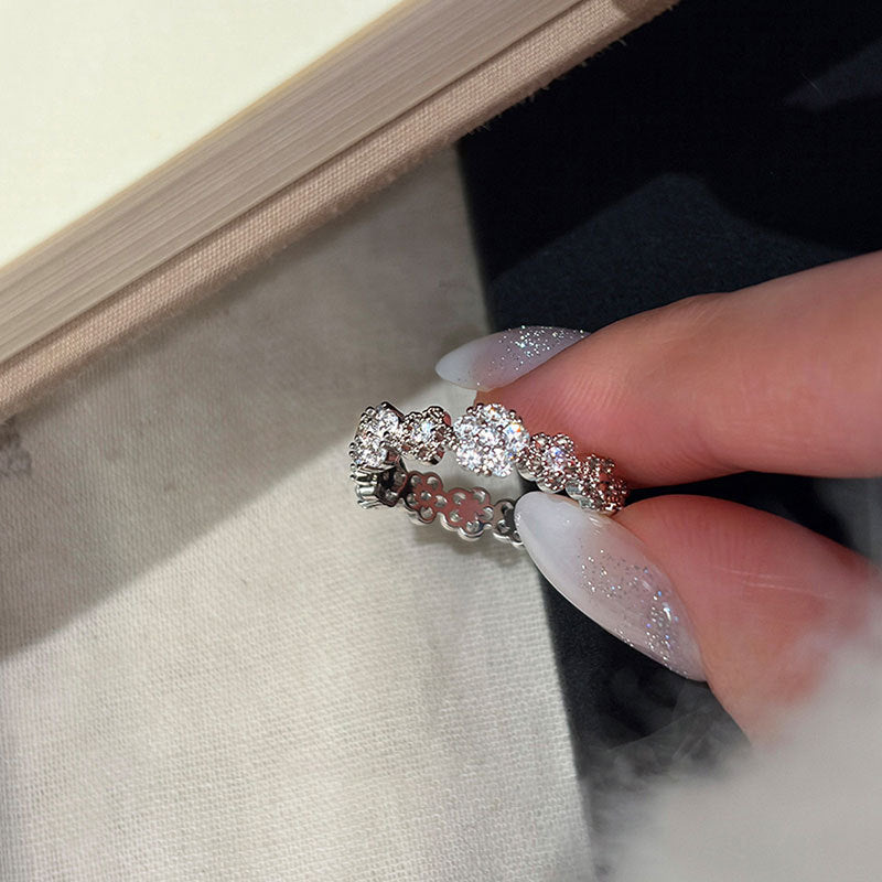 Niche Design Zircon Flower Female Light Luxury Trendy Unique Ring