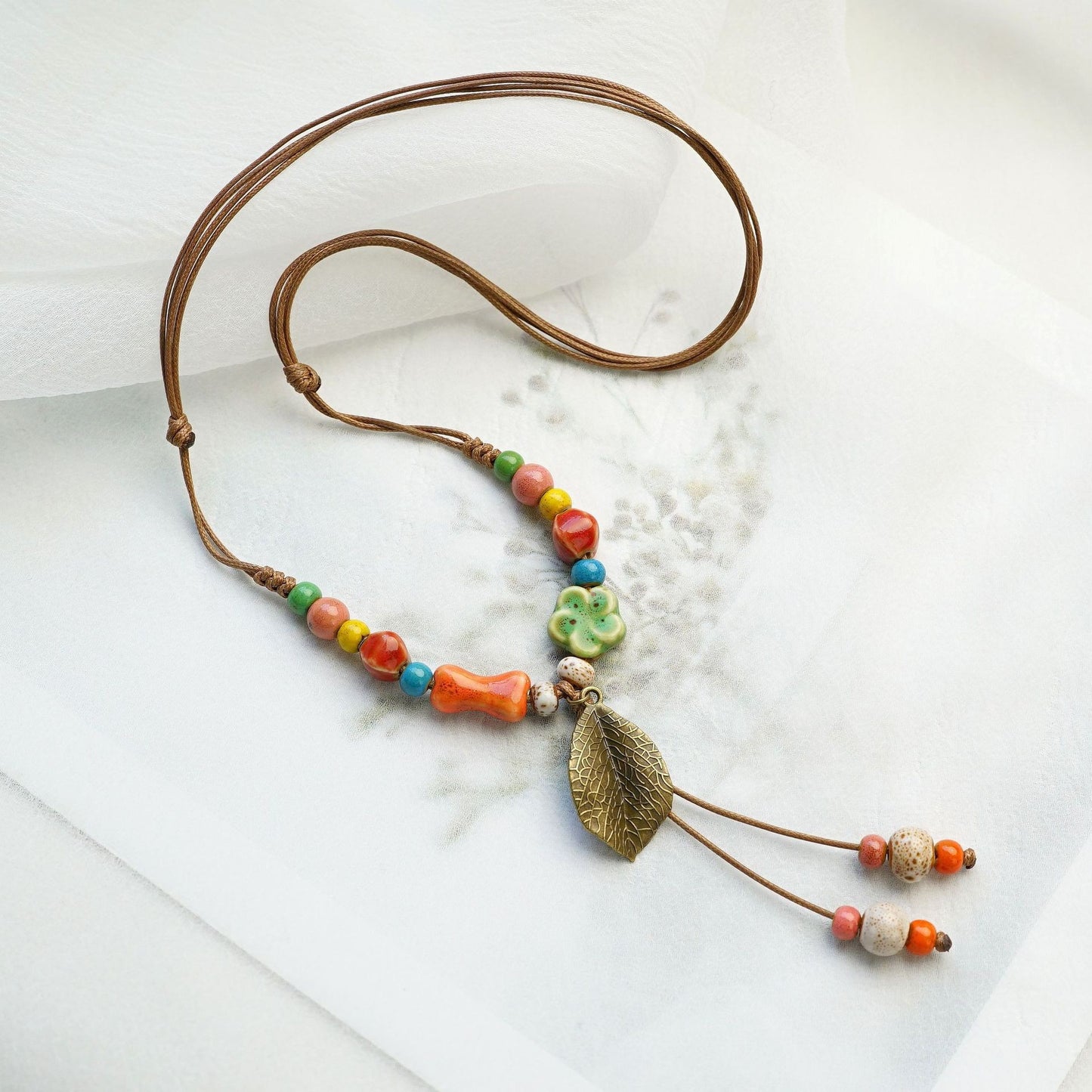 Style Personalized Trendy Ceramic Geometric Colorful Fish Long High-grade Necklace