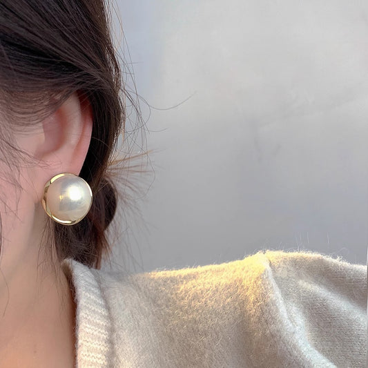 Large Pearl Western Style High-grade Niche Earrings