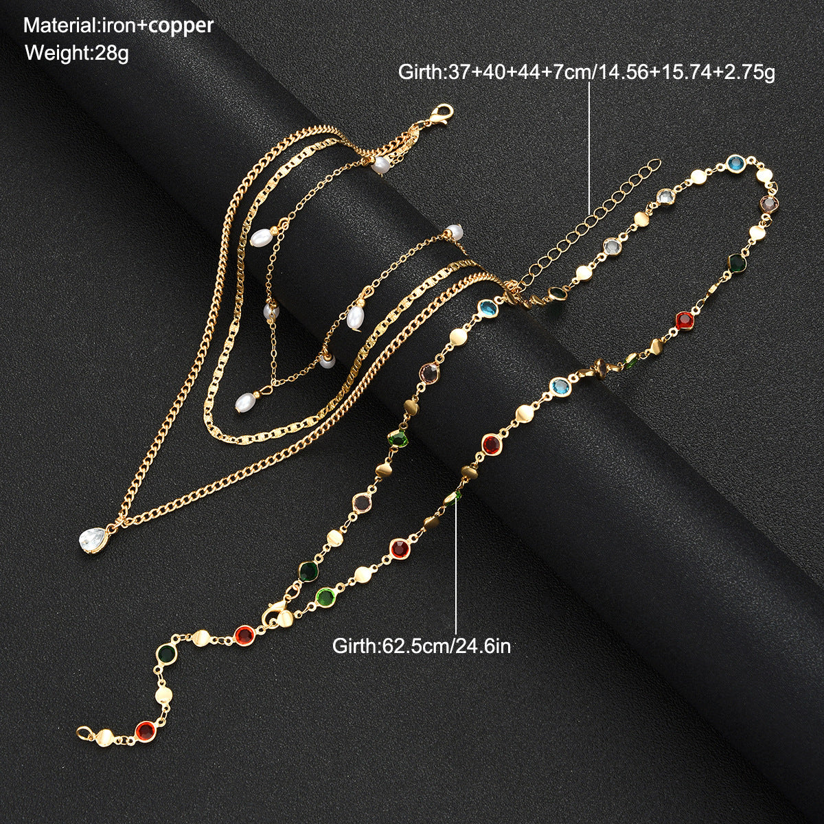 Women's Crystals Tassel Environmental Protection Twin Design Retro Long Necklaces