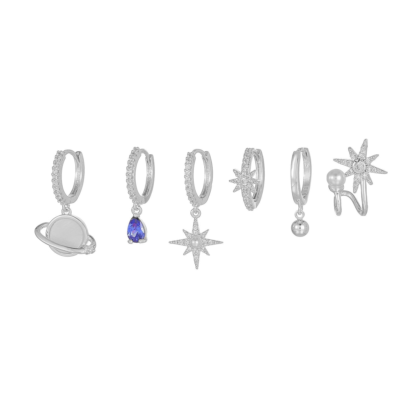 Stars Pearl Zircon Fashion Space Universe Earrings