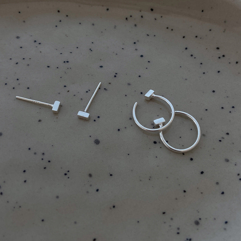 Cold Style Geometric Square Female Niche Ear Bone Design Earrings