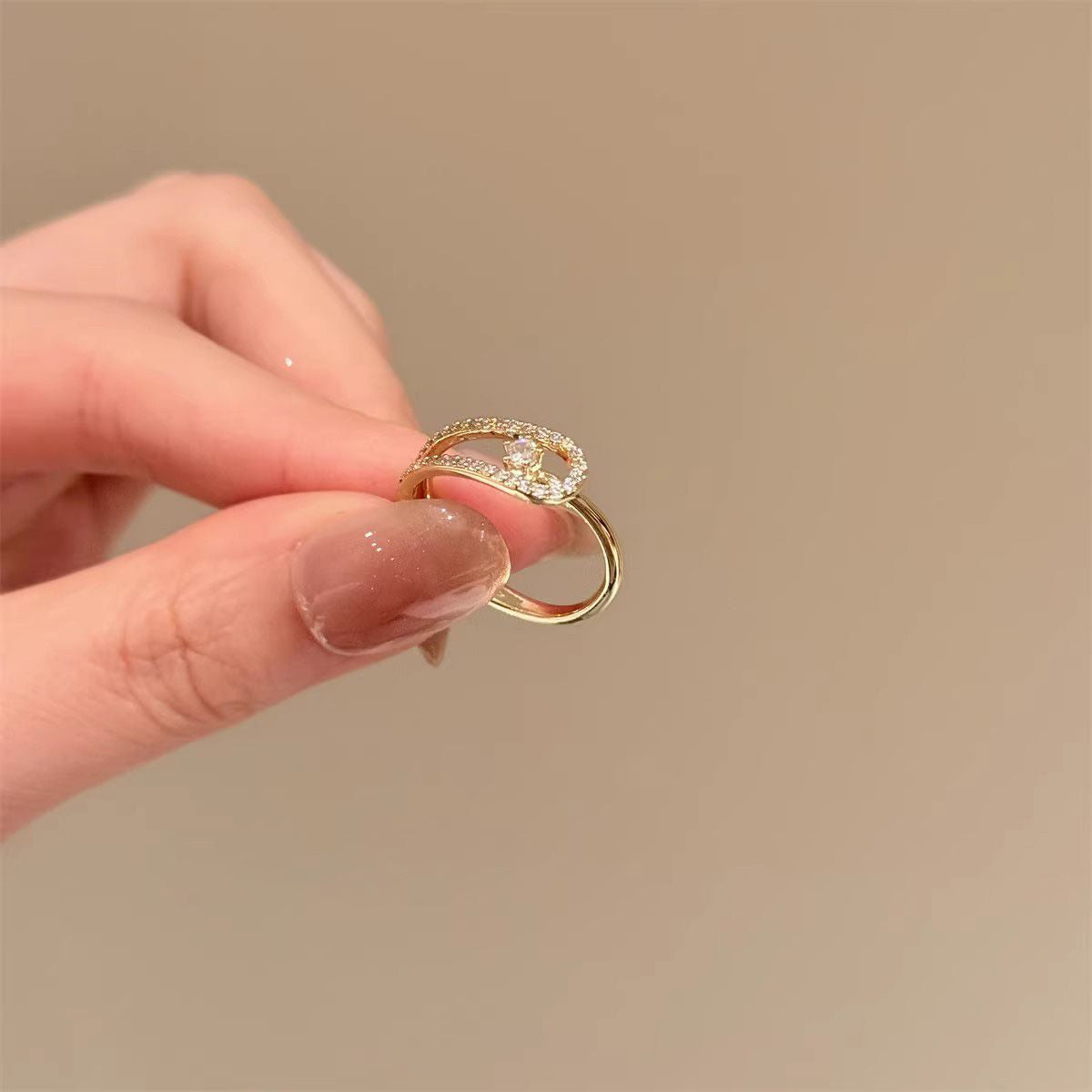 Zircon Simple Female Opening Adjustable Index Finger Light Luxury Rings