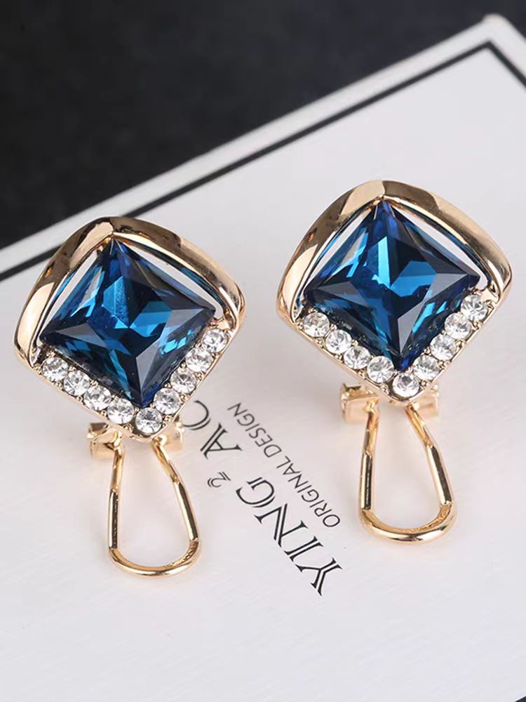 Diamond Purple Crystal Sier Needle Exquisite Versatile Ear Buckle