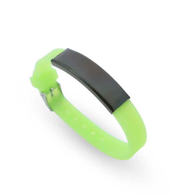 Soft Silicone Wristband Fashion Simple Couple Can Carve Writing Stainless Bracelet