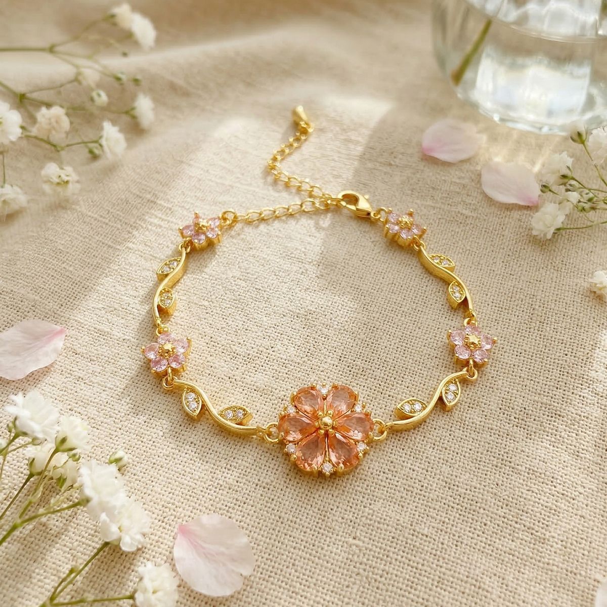 Style Flower Bow Tie Small Fresh Copper Inlaid Zircon High Bracelet