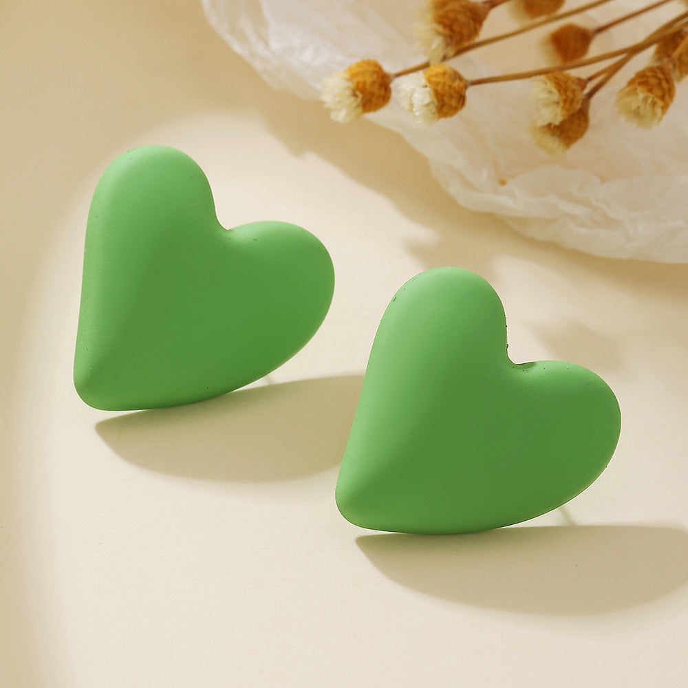 Women's Color Crooked Love Heart Casual Sweet Earrings