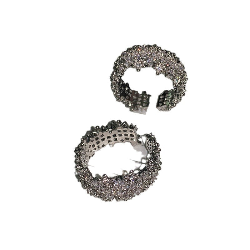 Diamond Super Flash Zircon Open Design Sense Niche High Class Ring
