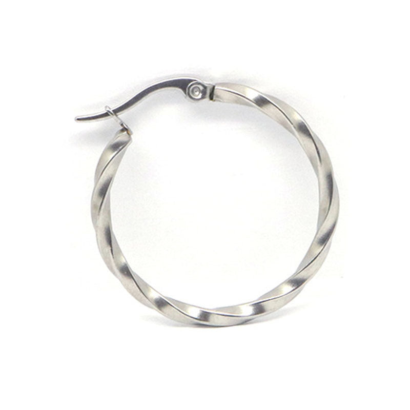 Women's & Men's Fashionable Stainless Steel Twist Big Circle High-grade Trendy Ear Earrings