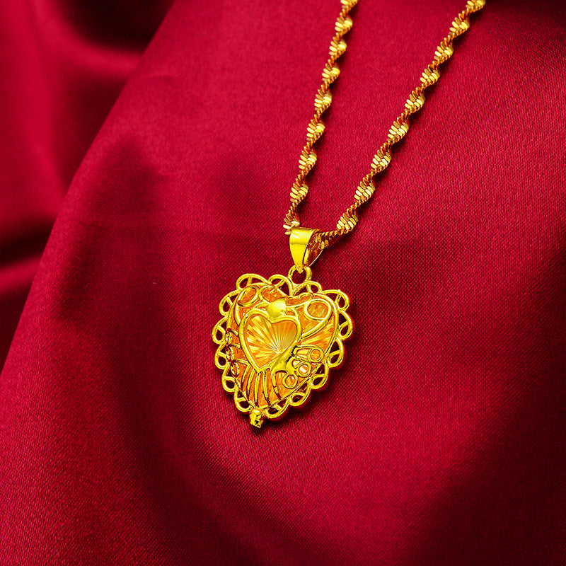 Placer Gold Hollow Love Brass Plated Fashion Lady Temperament Live Pendants