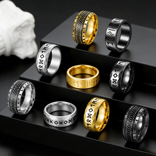 Men's Retro Multiple Pattern Daily Wear Stainless Rings