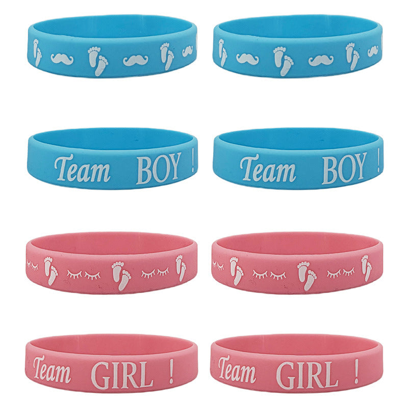 Reveal Party Silicone Welcome Blue Pink Boys Rubber Wrist Bracelet