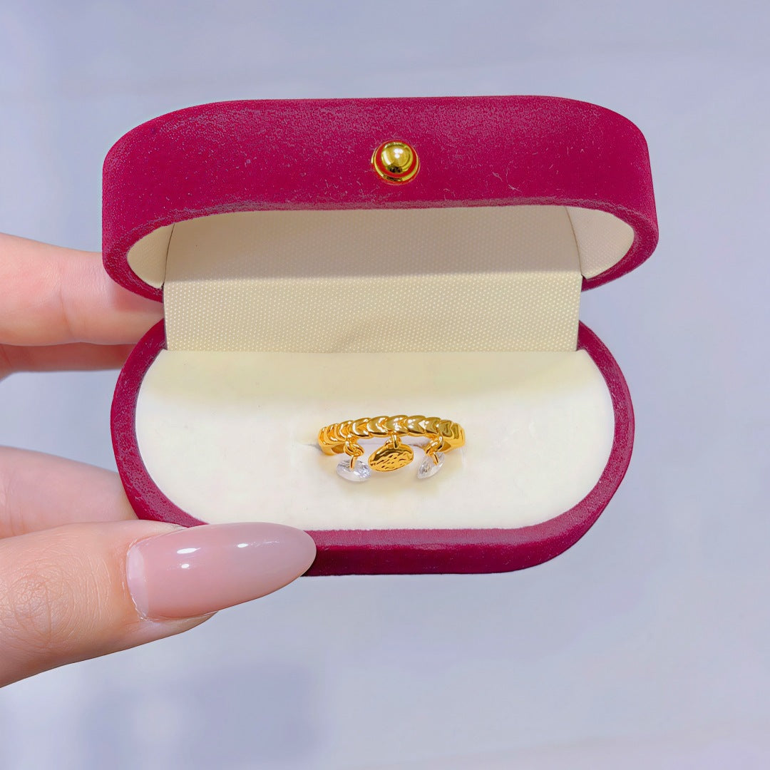 Women's Alluvial Gold Retro Affordable Luxury Design Brass Plated Fashion Ring