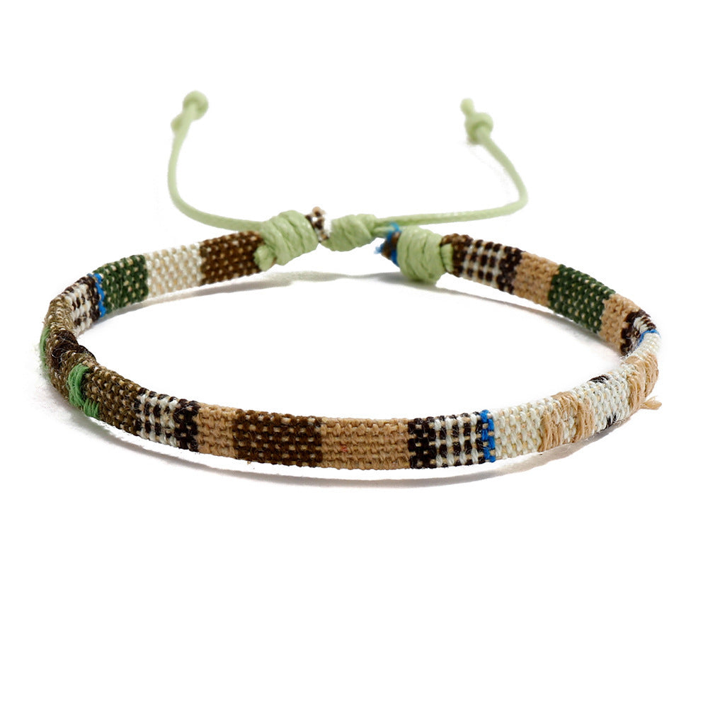 Colorful Bohemian Style Cotton Linen Fabric Woven Simple Carrying Bracelet