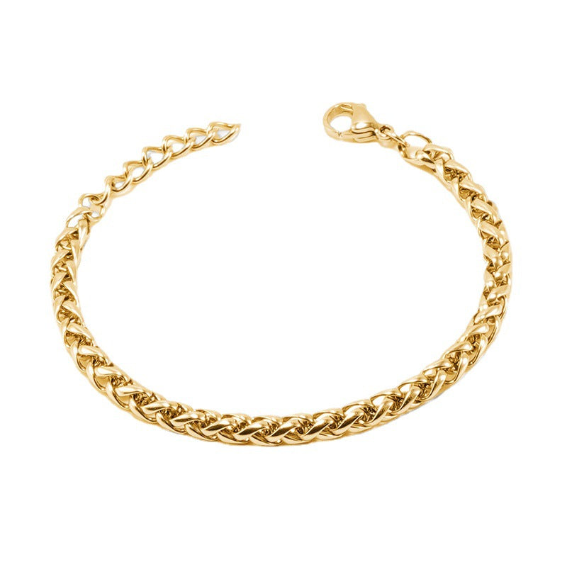 Women's & Men's Steel Keel Chain Fashionable Gold-plated Titanium Bracelets