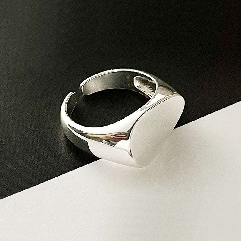 Fashion Geometry Pattern Square Round Smooth Opening Male Rings