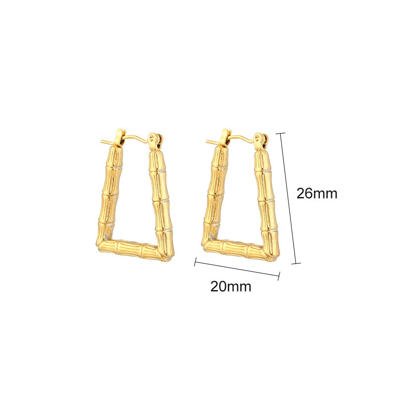 Steel Geometric Simple Golden Stainless Steal Ear Rings